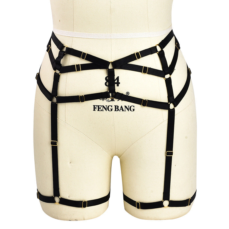 Nasty White Garter Belt Couples Bondage Harness Lingerie