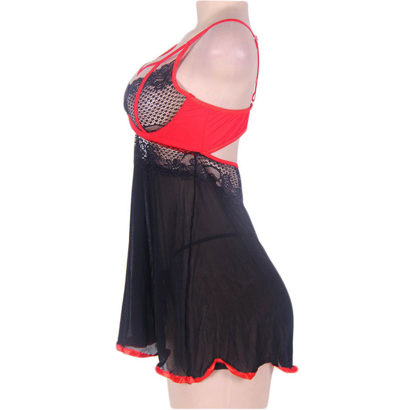 Naughty Babydoll Dress Women Black sexy lingerie mature Black Chemise