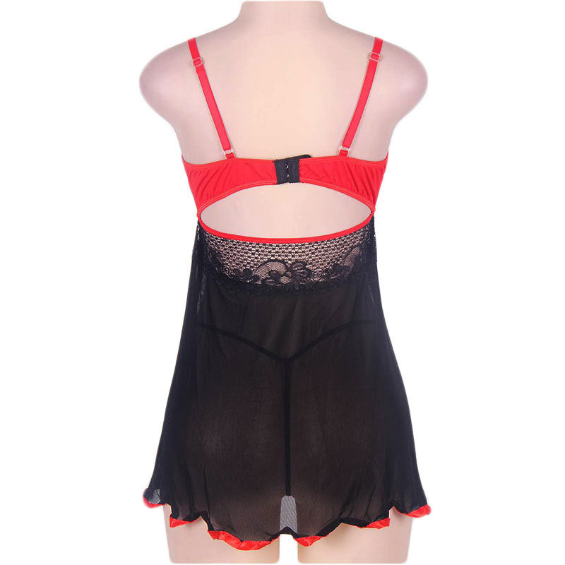 Naughty Babydoll Dress Women Black sexy lingerie mature Black Chemise