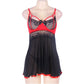 Naughty Babydoll Dress Women Black sexy lingerie mature Black Chemise