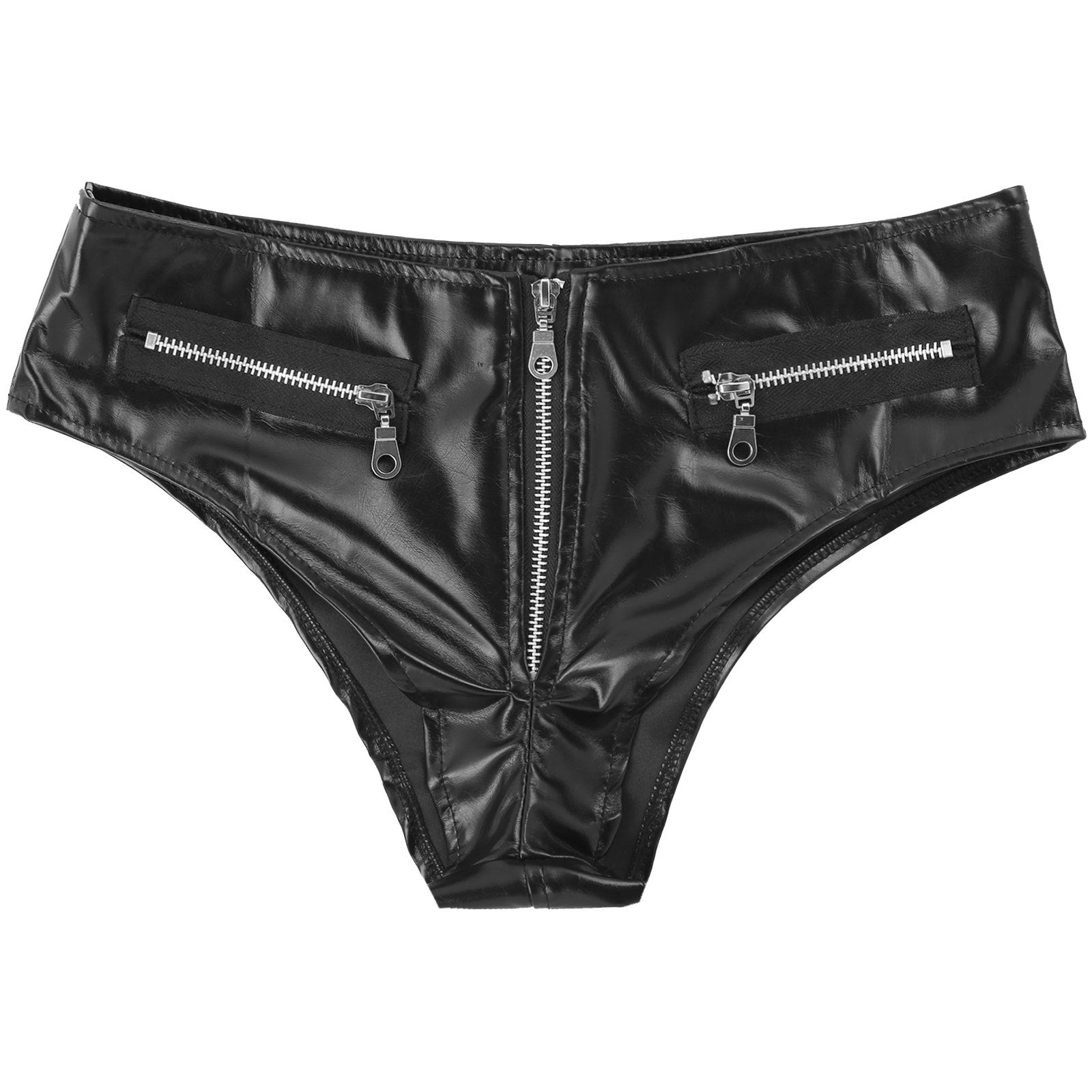 Naughty Panties Crotchless Black Leather Lingerie