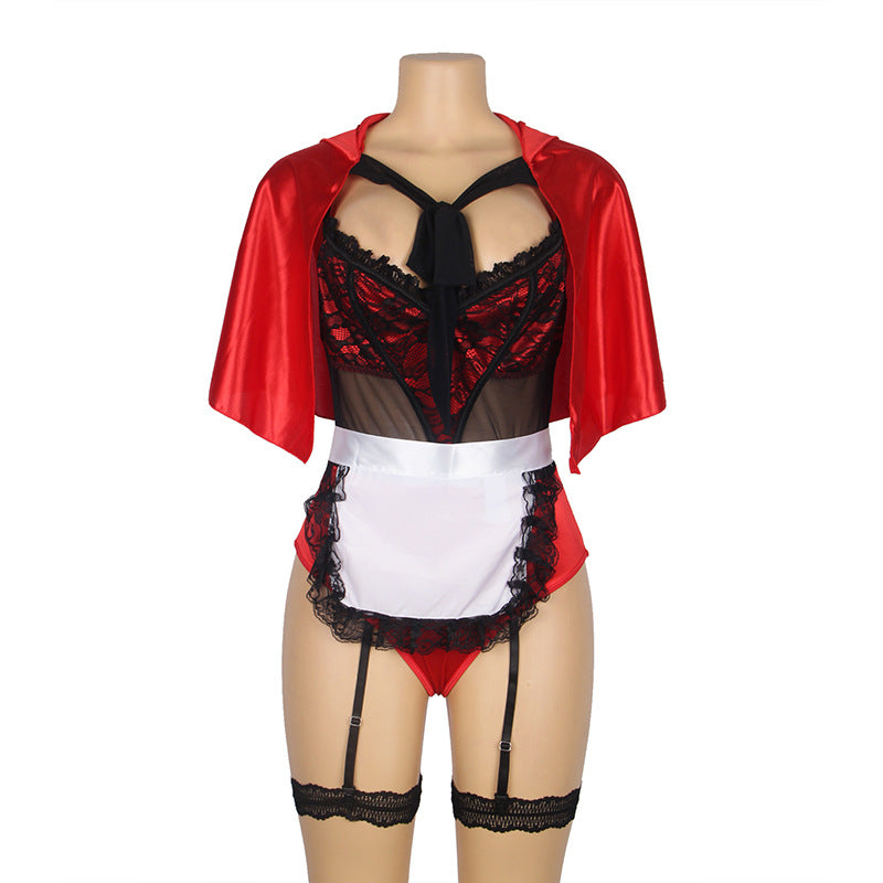 Naughty Red Bodysuit Nasty cute kinky lingerie Naughty Cosplay Costume