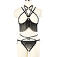 Naughty Sexy Black Lingerie Set Submissive Bondage Harness Lingerie Wife Bra Panties