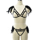 Naughty Sexy Blonde Lingerie Set Slutty Body Harness Lingerie Feather Bra Panties