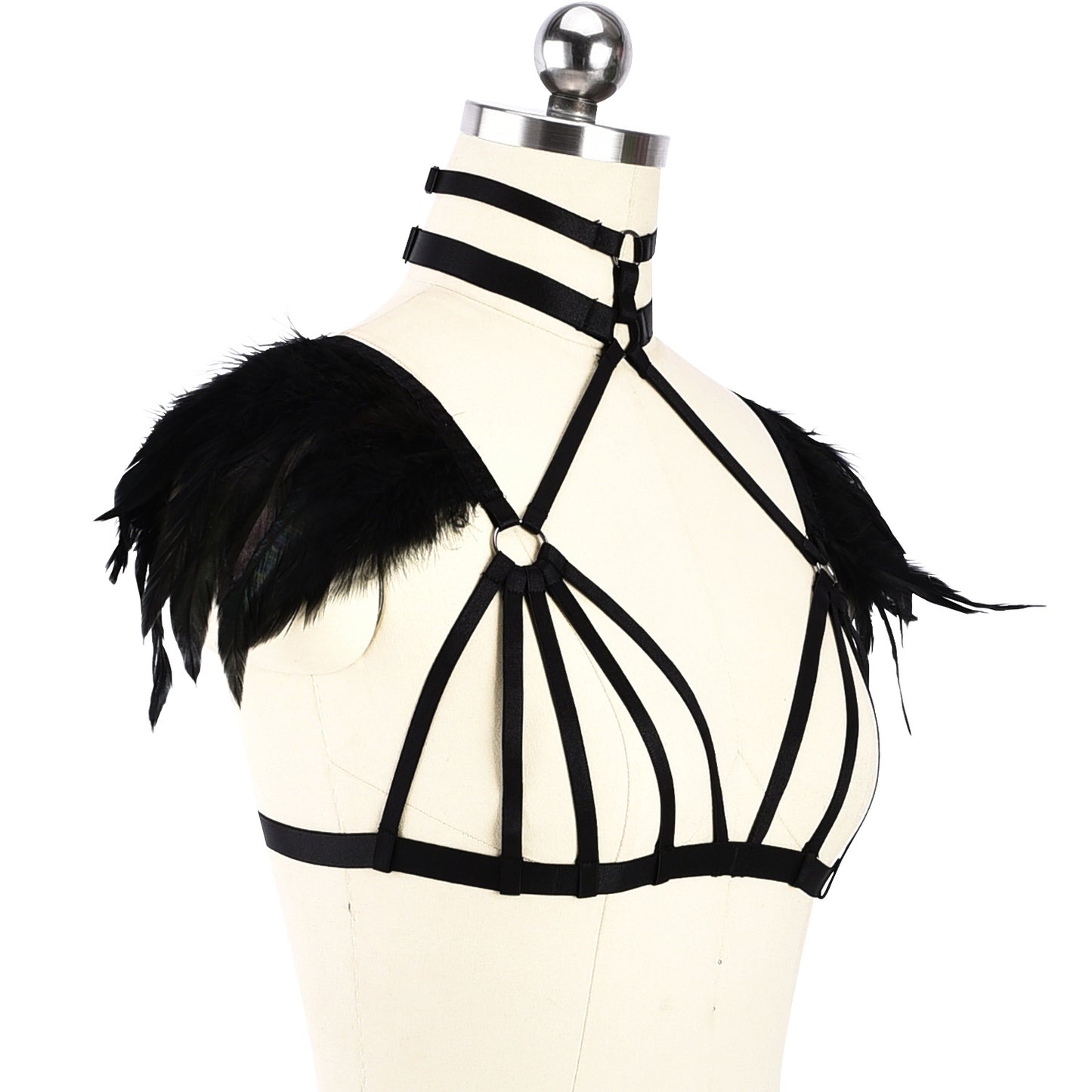 Naughty Sexy Bra Wife Bondage Harness Lingerie Feather Bra