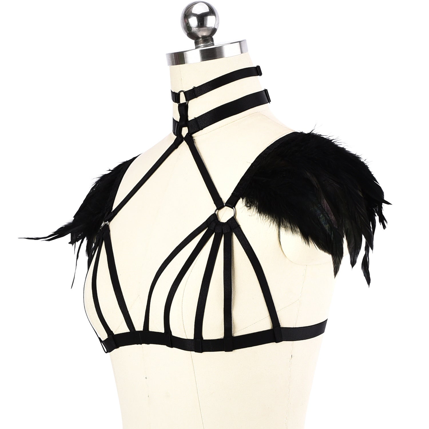 Naughty Sexy Bra Wife Bondage Harness Lingerie Feather Bra