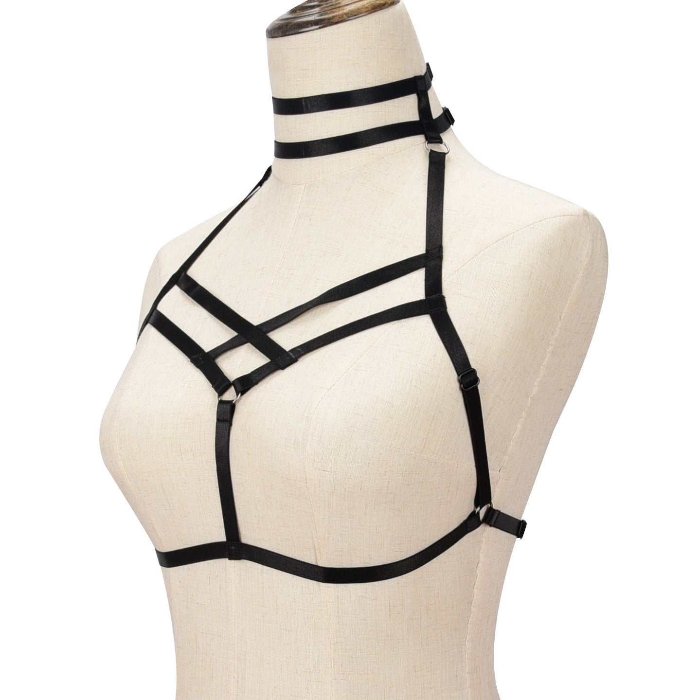 Naughty Strappy Bra Wife Black Body Harness Lingerie