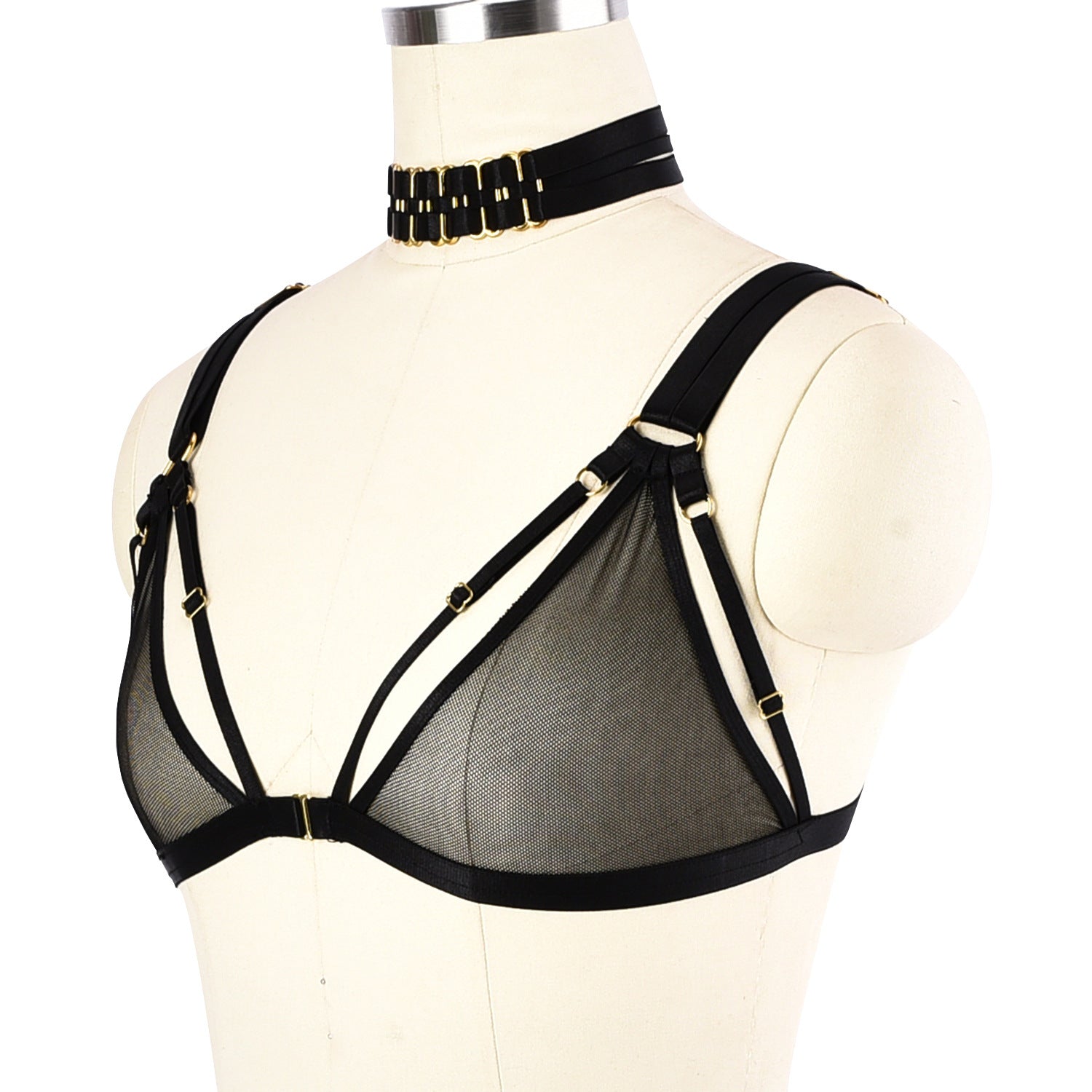 Naughty Strappy Bra Wife Black Body Harness Lingerie