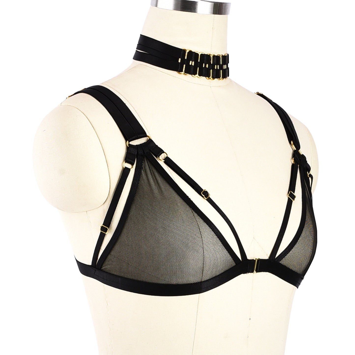 Naughty Strappy Bra Wife Black Body Harness Lingerie