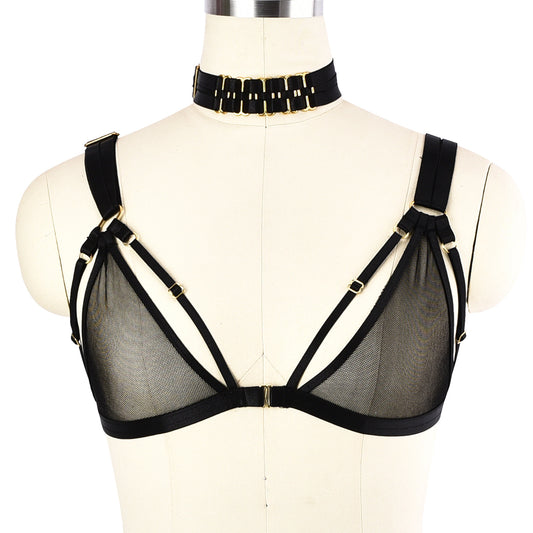 Naughty Strappy Bra Wife Black Body Harness Lingerie