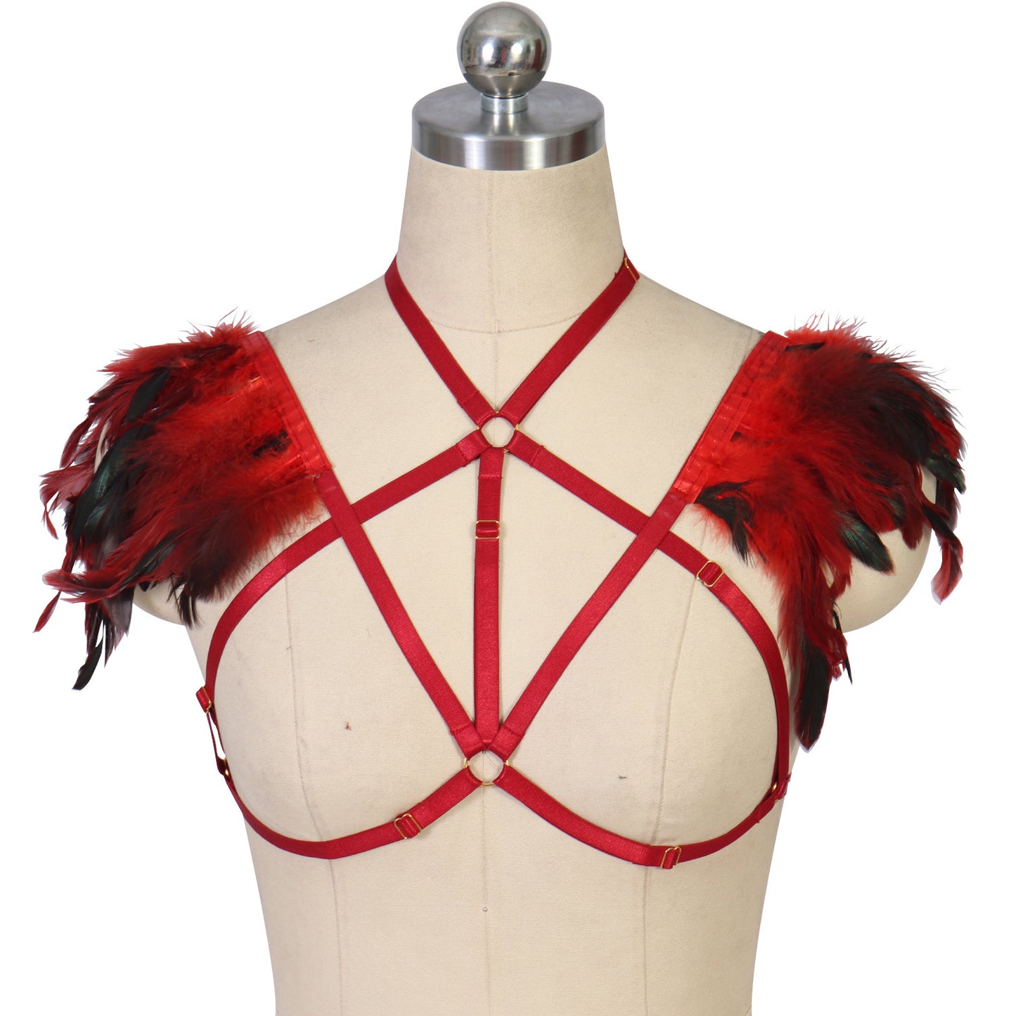 Naughty Strappy Bra Wife Sexy Harness Lingerie Feather Bra