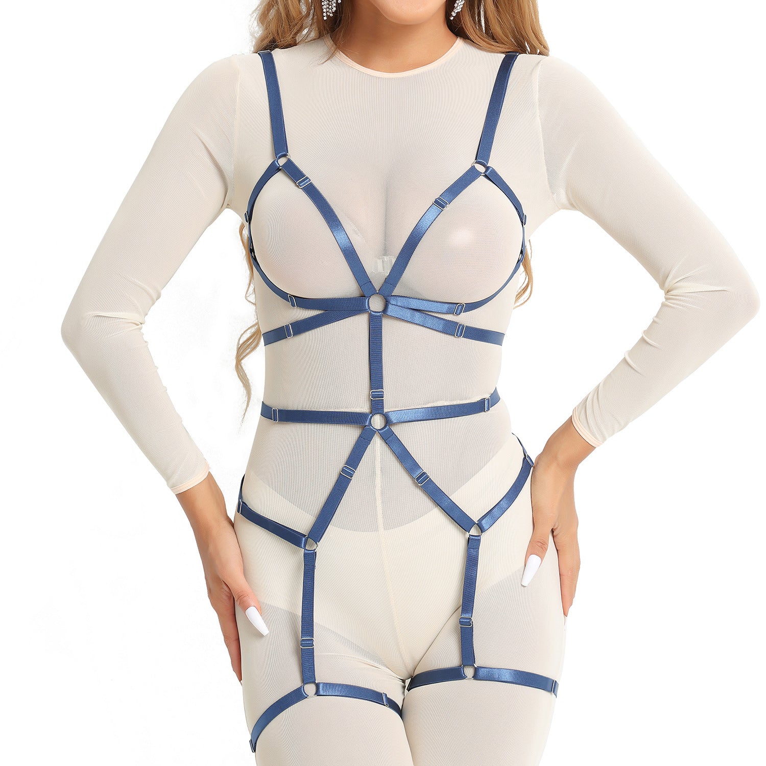 Naughty White Bodysuit Wife Bondage Harness Lingerie Slutty Teddy