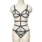 Naughty Womens Black Bodysuit Submissive Bondage Harness Lingerie Wife Teddy