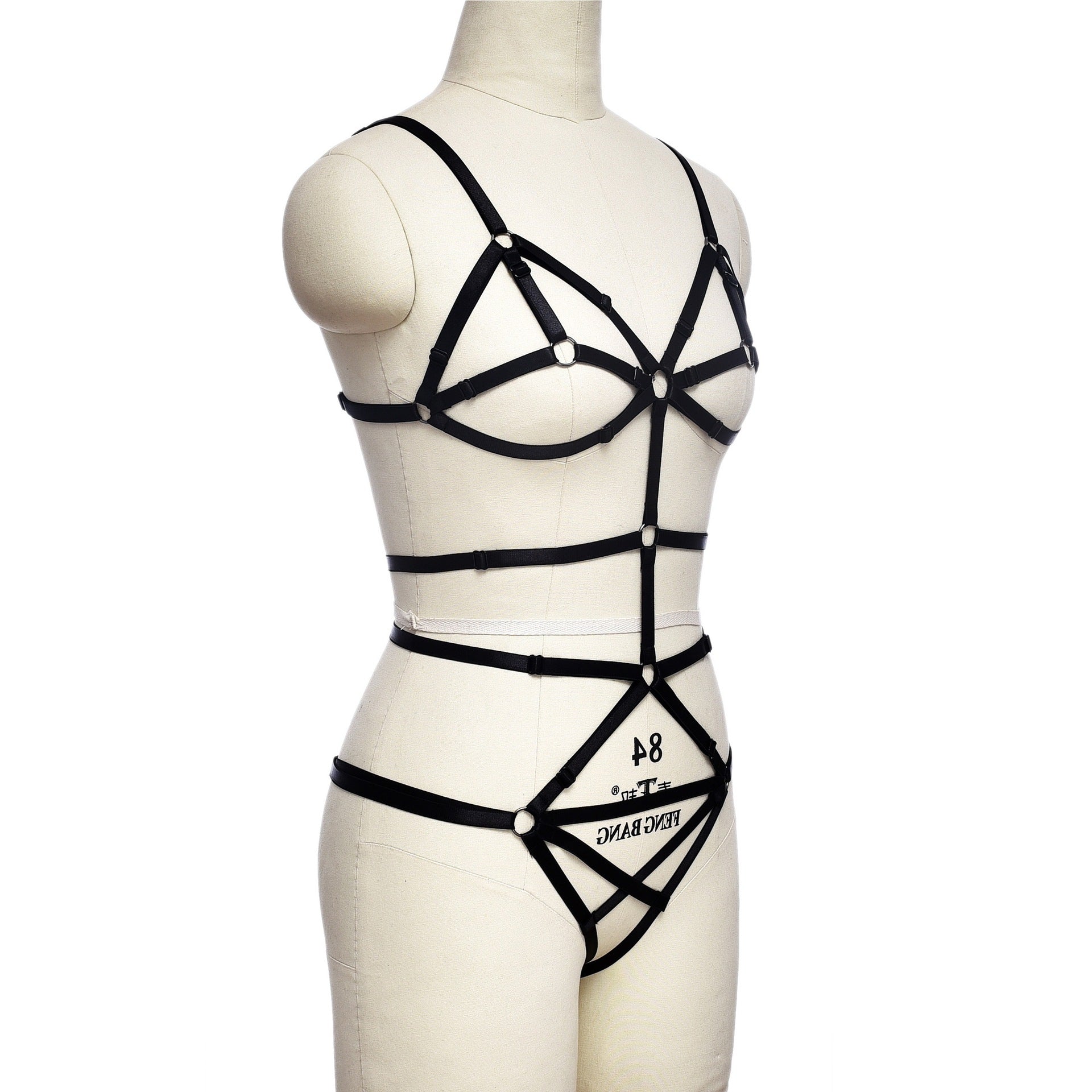 Naughty Womens Black Bodysuit Submissive Bondage Harness Lingerie Wife Teddy