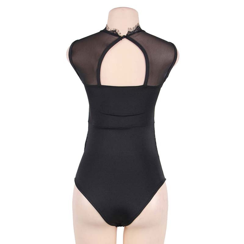 Nude Open Back Bodysuit Black lingerie for older women Slutty Teddy