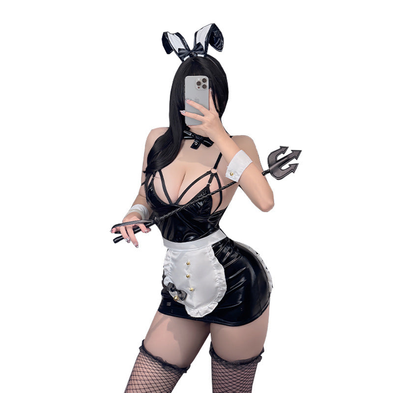 Sexy Sheer Dress Maid Sexy Pink Bunny Costume Role Play Lingerie