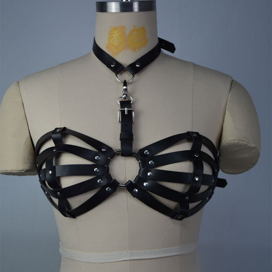 Leather Harness Fetish Top Bra