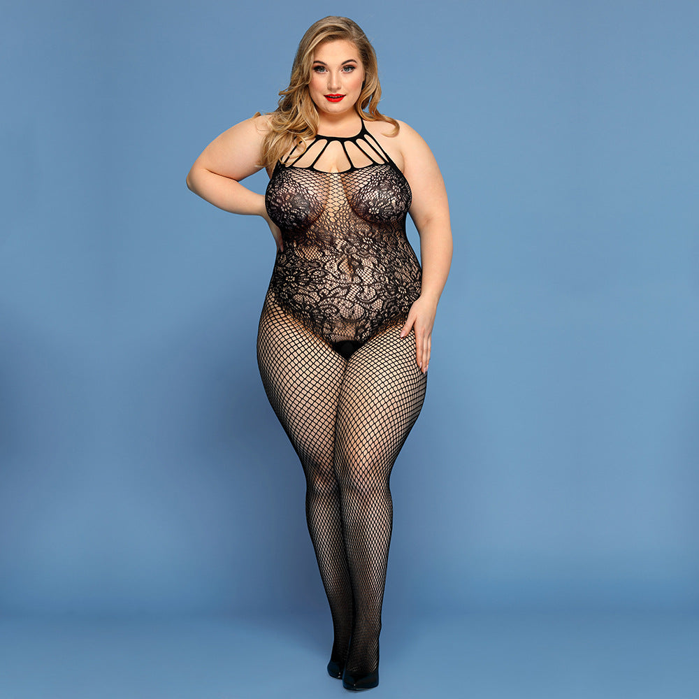 Plus Size Nasty Sexy Fishnet Lingerie Slutty White Bodystocking Bodysuit Revealing