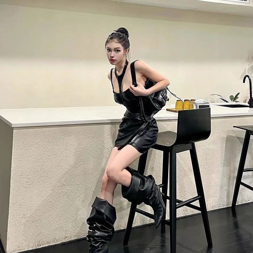 Black Leather Bodycon Dress