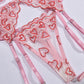 Red Lingerie Garter Belt Set Women Bra & Panty Nasty