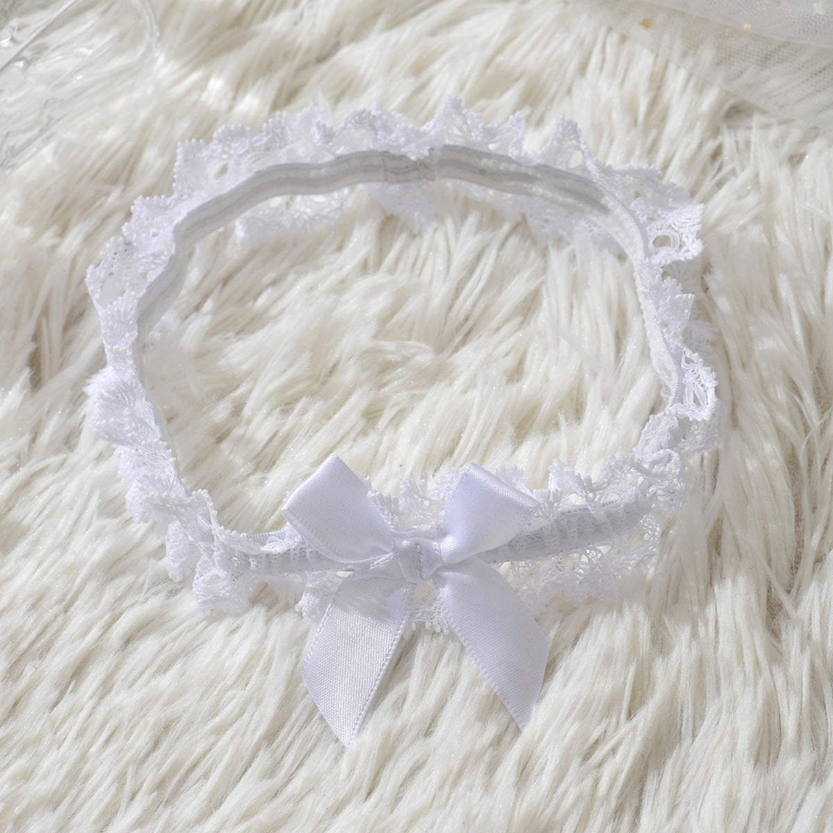 Lace Bow White Bridal Leg Garter