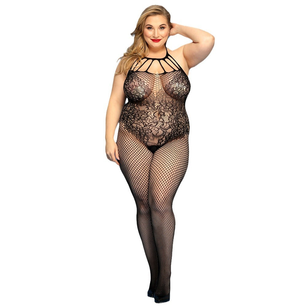 Plus Size Nasty Sexy Fishnet Lingerie Slutty White Bodystocking Bodysuit Revealing