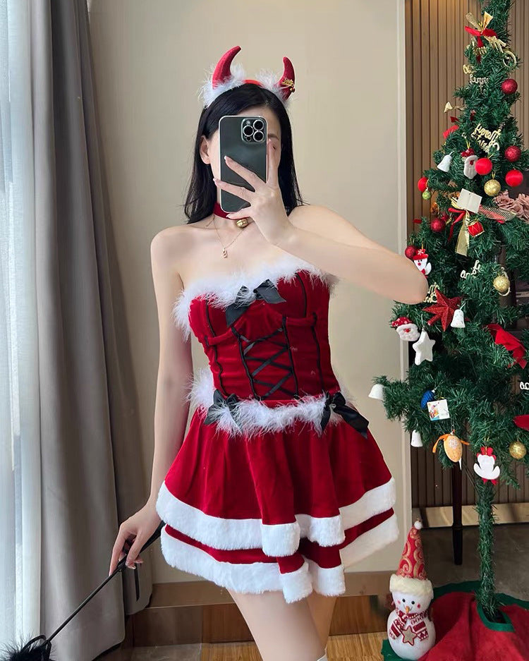 Revealing Sexy Female Christmas Costumes Naughty Lingerie Anime Dress