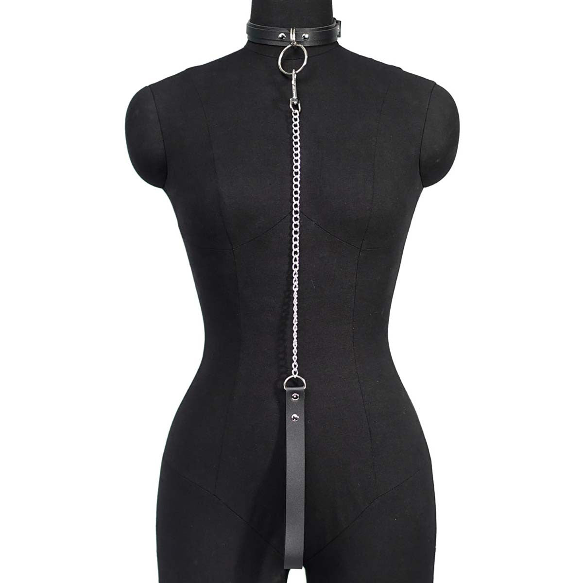 bdsm leather mask and leash collar