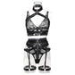 Latina bdsm harness lingerie Set Slutty Bra & Panty Black Choker