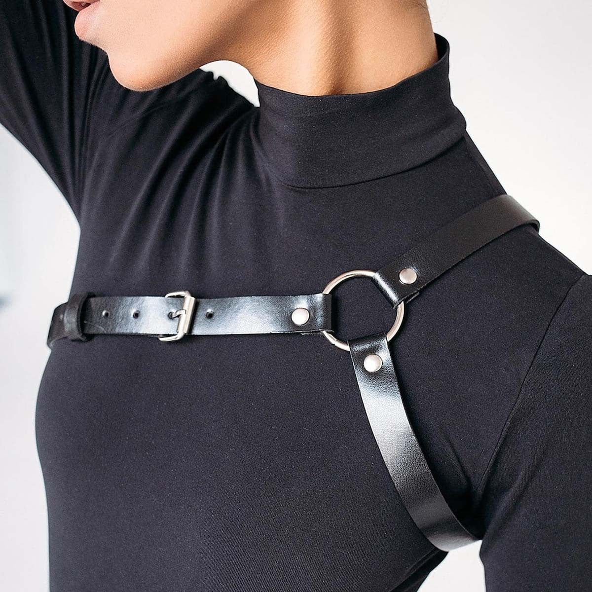 Leather Harness Over Shirt
