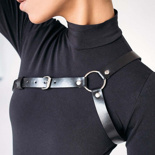 Leather Harness Over Shirt