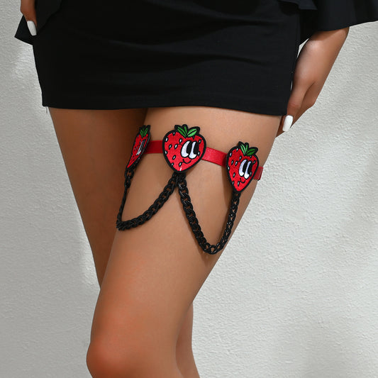 Cute Embroidered Strawberry Leg Garter