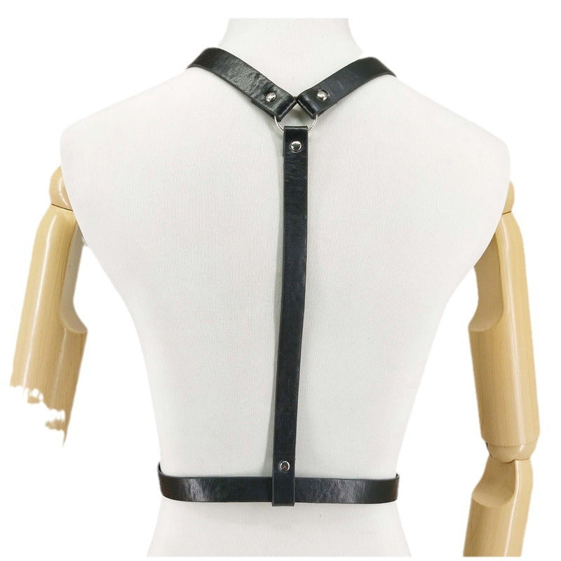 Harness Leather Belt Over Blouse