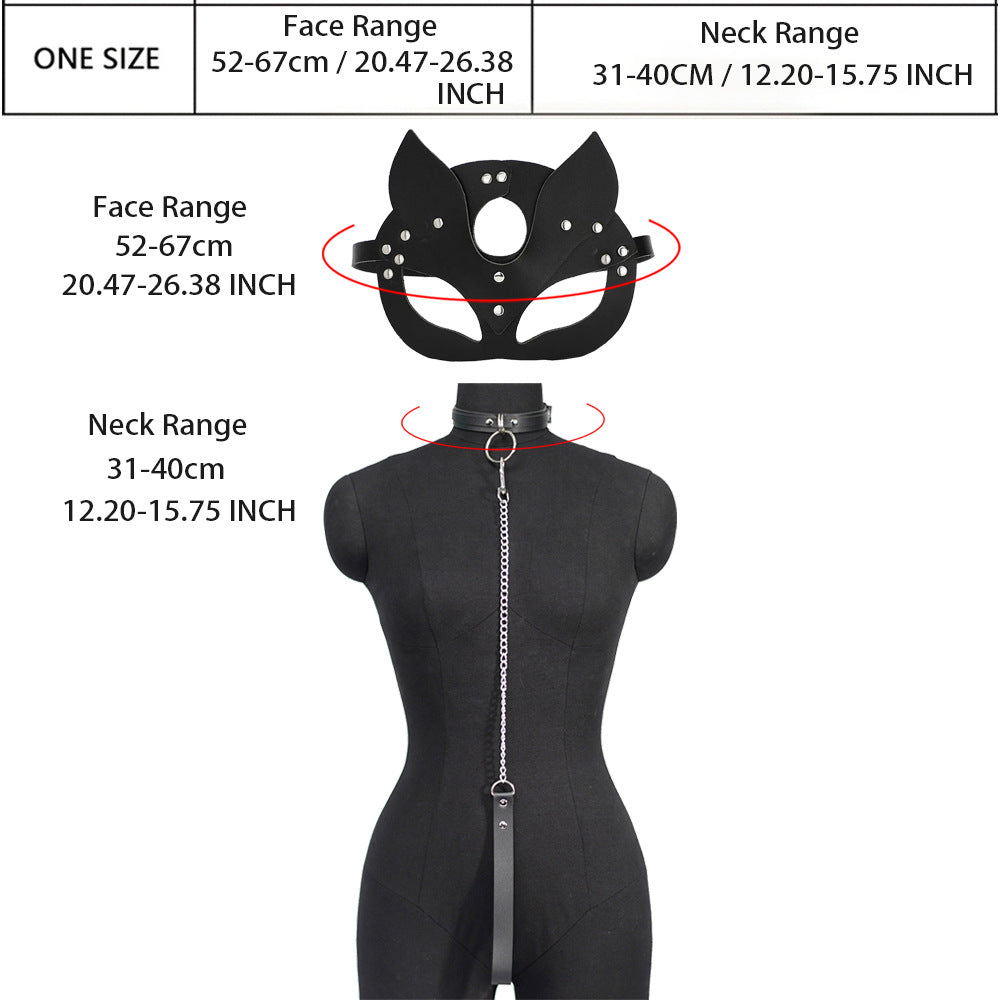 bdsm leather mask and leash collar