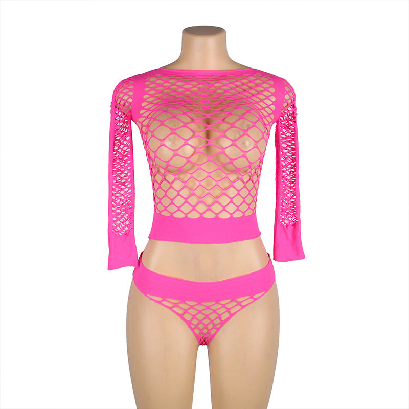 Submissive Long Sleeve Bodysuit Slutty See Through Mesh Lingerie Intimate Teddy