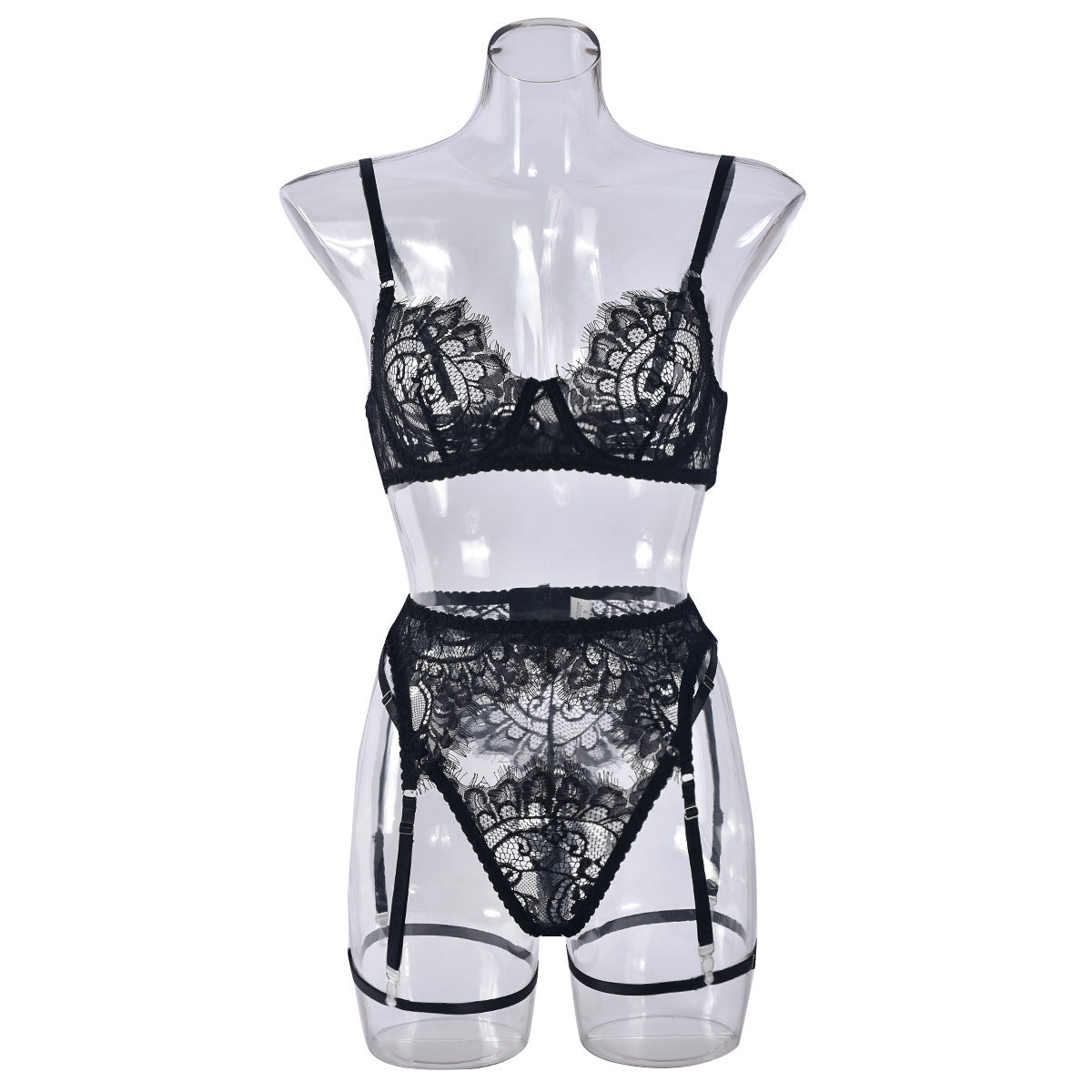 Intimate Lingerie With Garters Set Hot Bra & Panty Lace