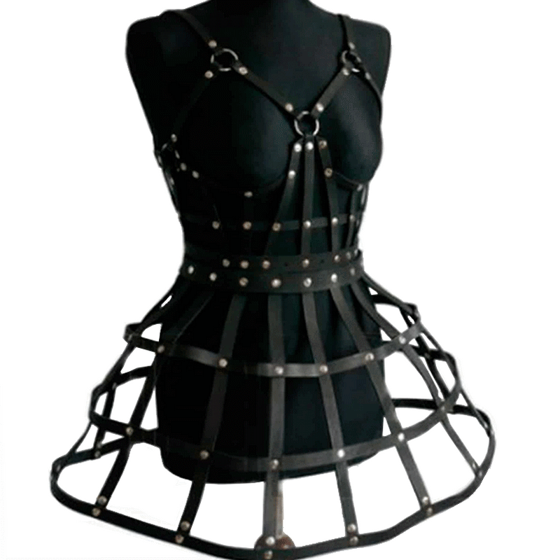Faux Leather Harness Skirt