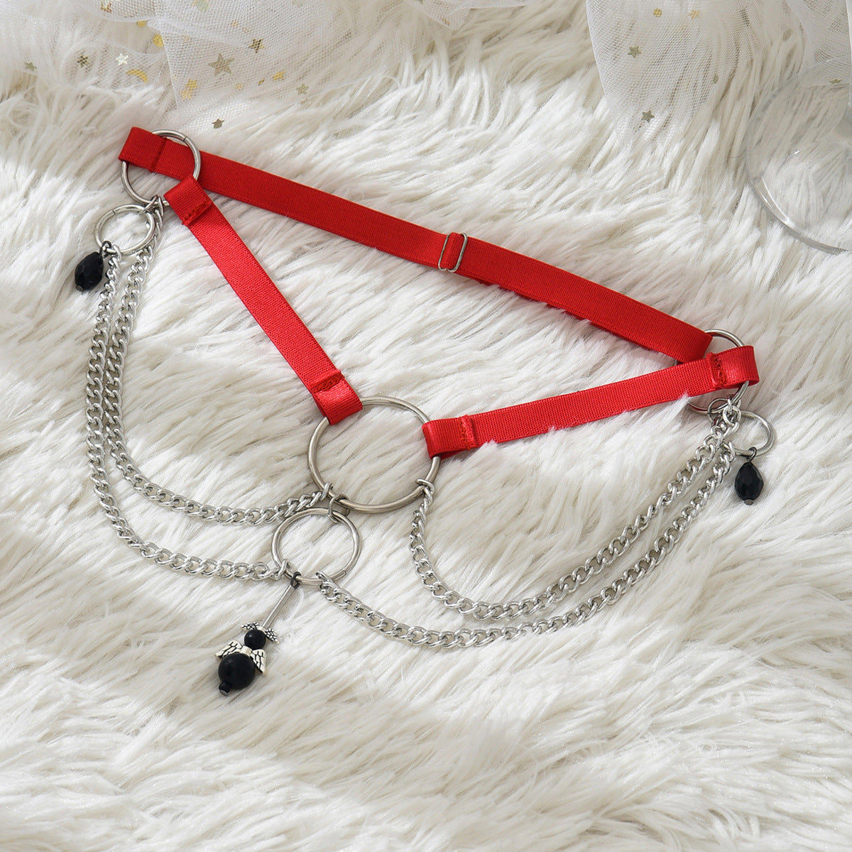 Red Latina Chain Leg Garter