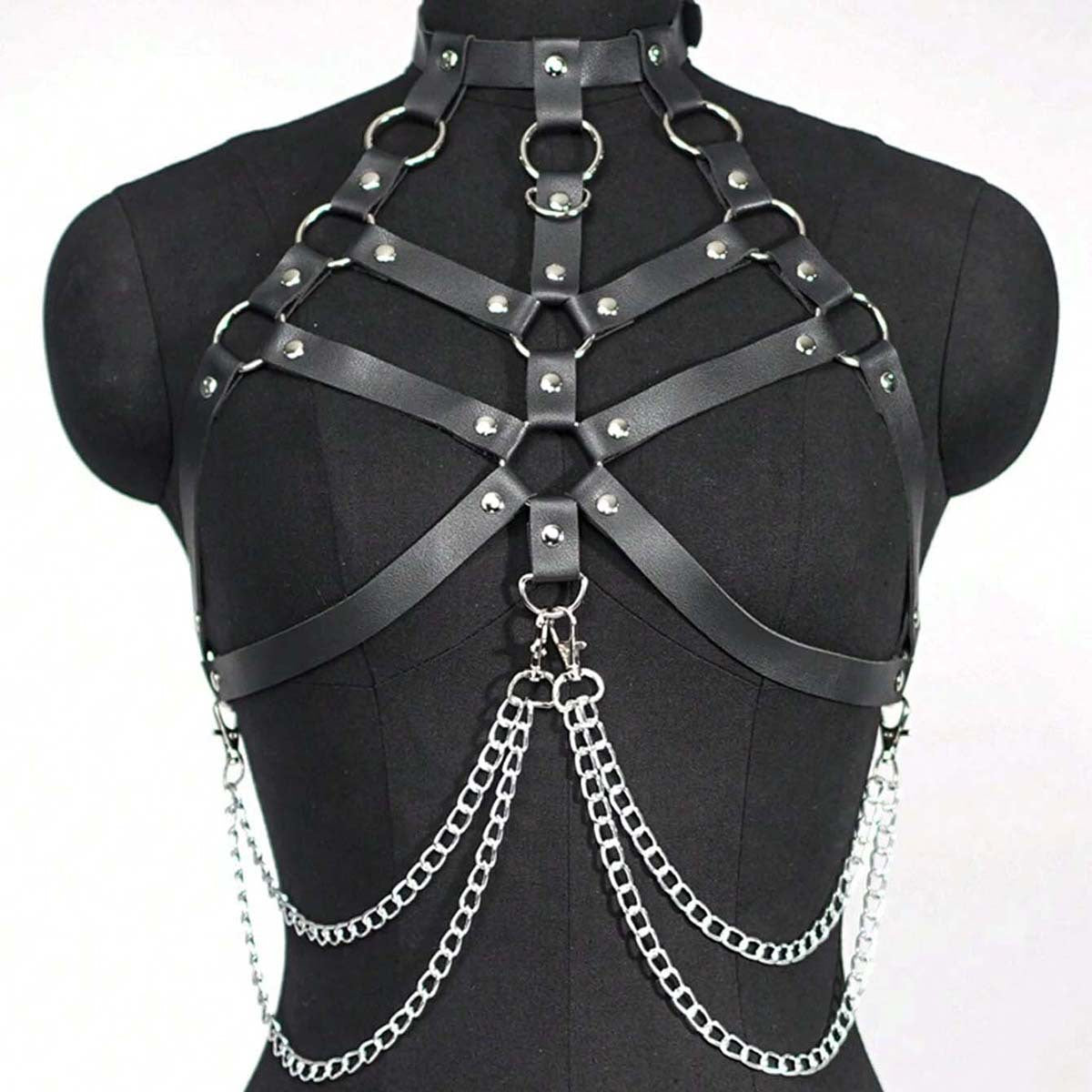 Brown Leather Chest Harness