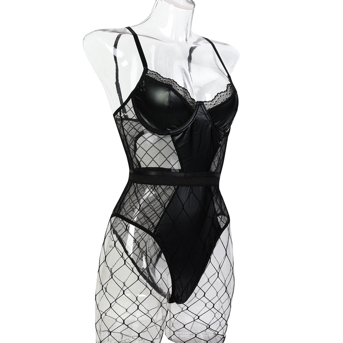 Black Leather Lace Bdsm Lingerie