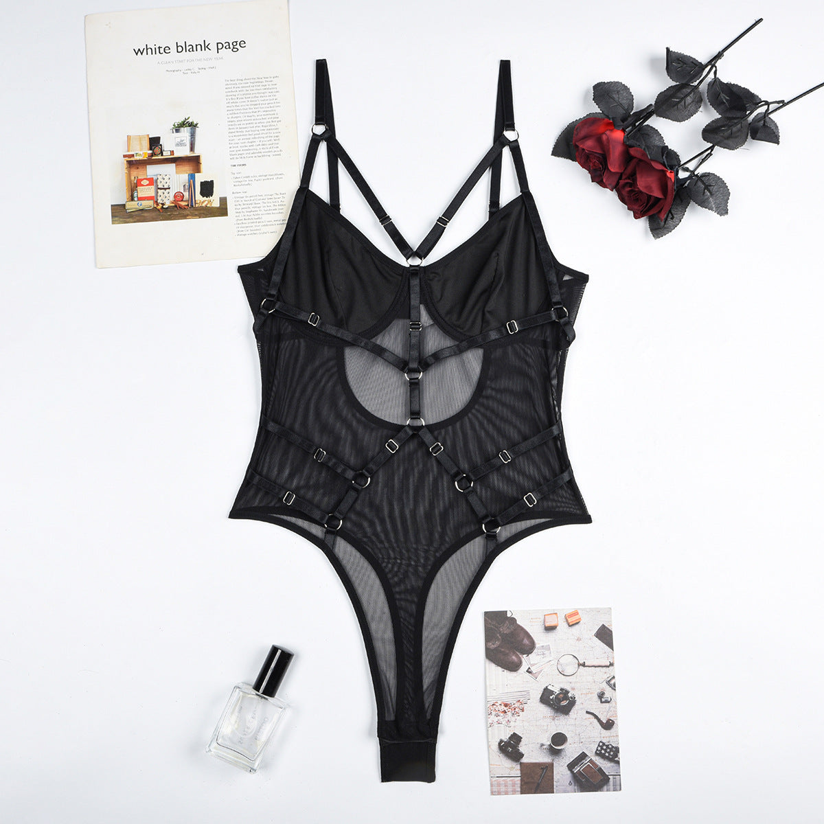 Sexy Lingerie Harness Teddy White