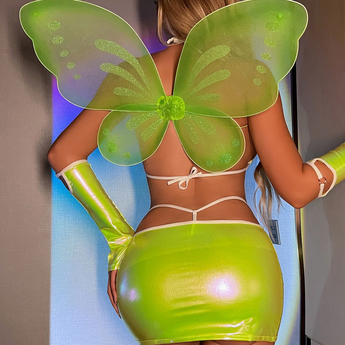 Green Sexy Lingerie Fairy Costume with Gloves