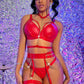 Naughty Black Leather Lingerie Set BDSM Bra & Panty Red