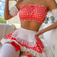 Red Sexy Leather Dress White Anime Maid Lingerie Role Playing Costume