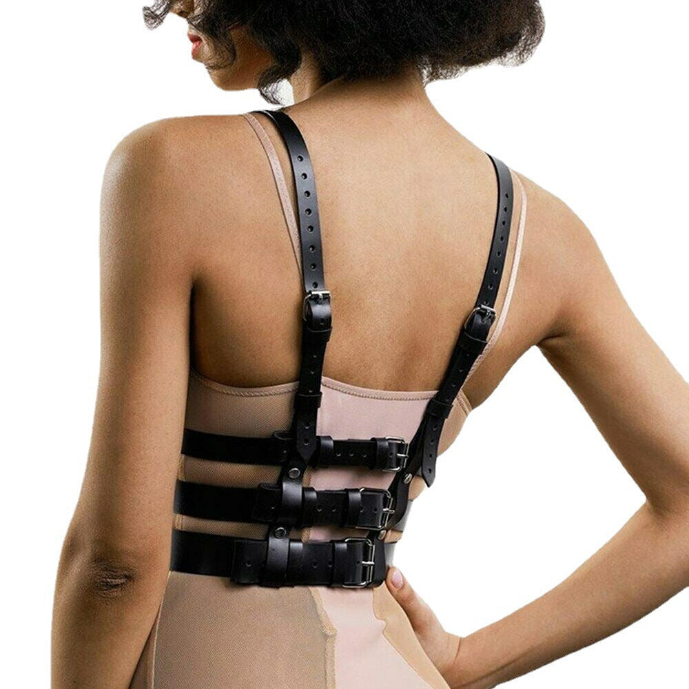 Cheap Women Leather Chest Harness Bodycage