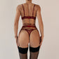 Revealing See Through Lingerie Models Set Red Bra & Panty