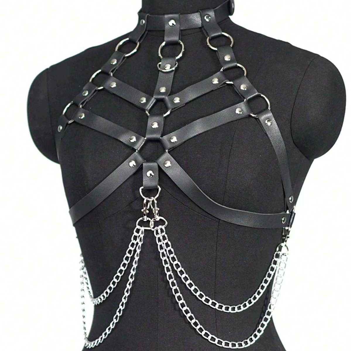 Brown Leather Chest Harness
