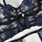 Intimate Black Garter Lingerie Set Revealing Bra & Panty Sexiest