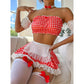 Red Sexy Leather Dress White Anime Maid Lingerie Role Playing Costume