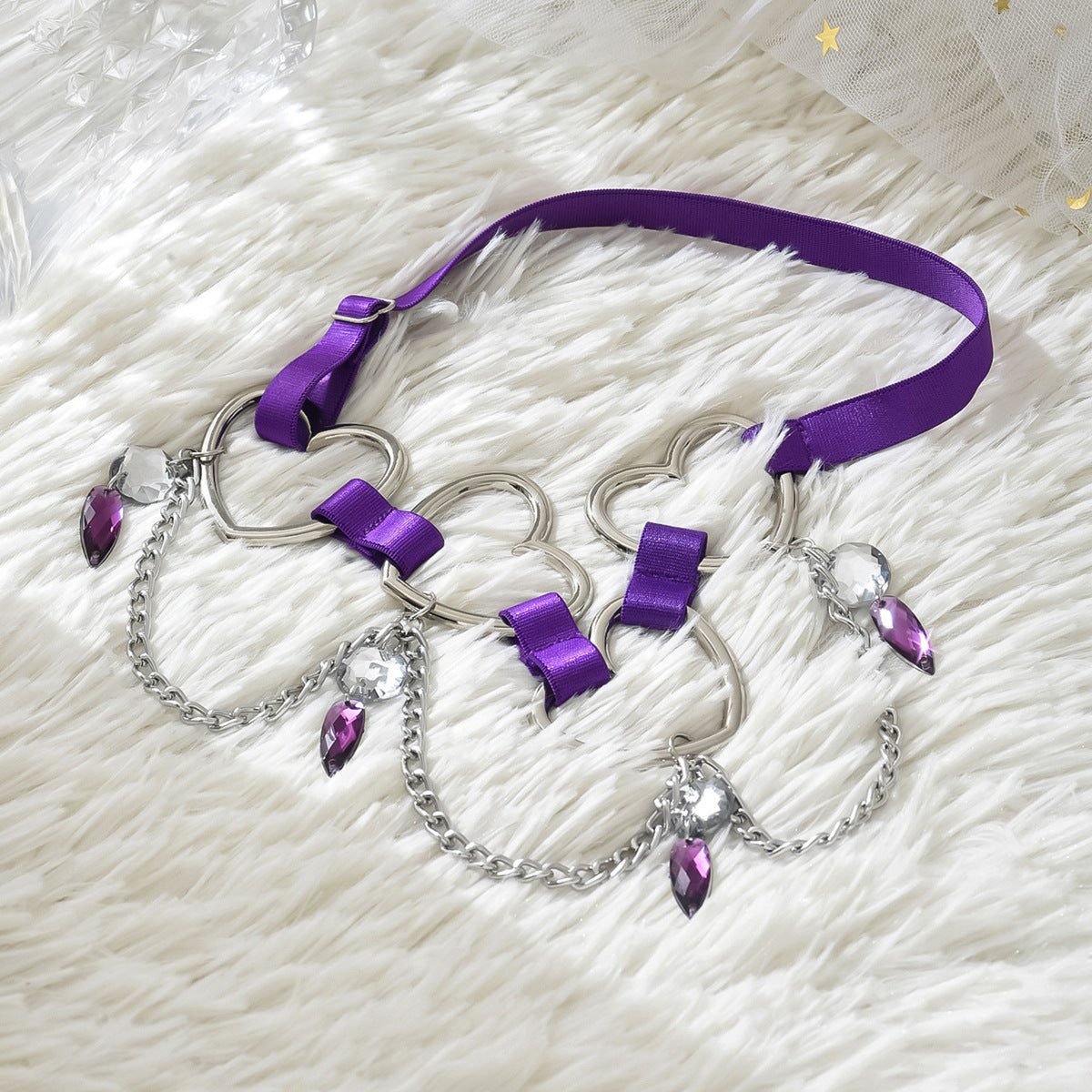 Purple Chain Heart Ring Leg Garter